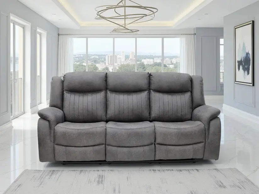 Leon 3 Seater Electric Recliner Sofa in Grey | UK Manufactured | Solid Hardwood & High-Density Foam Darnall Furniture