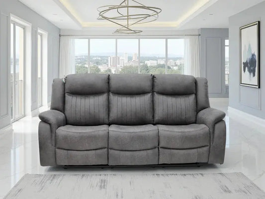 Leon 3 Seater Electric Recliner Sofa in Grey | UK Manufactured | Solid Hardwood & High-Density Foam Darnall Furniture