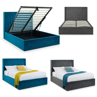 DARNALL OTTOMAN STORAGE BED FRAME HIGH HEADBOARD