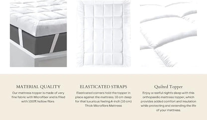 Extra Deep Microfiber Mattress Topper 4inch / 10CM Single to Super King Bed Size