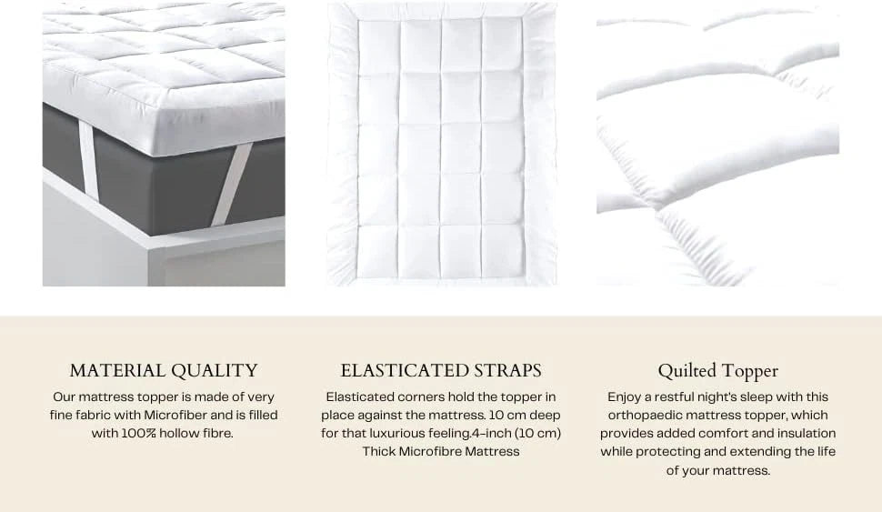 4-Inch Deep Microfiber Mattress Topper 10cm Thick with Fitted Sheet