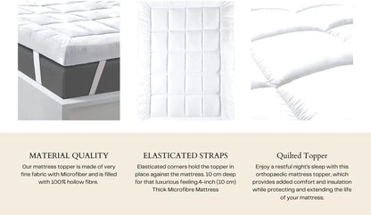 4-Inch Deep Microfiber Mattress Topper 10cm Thick with Fitted Sheet