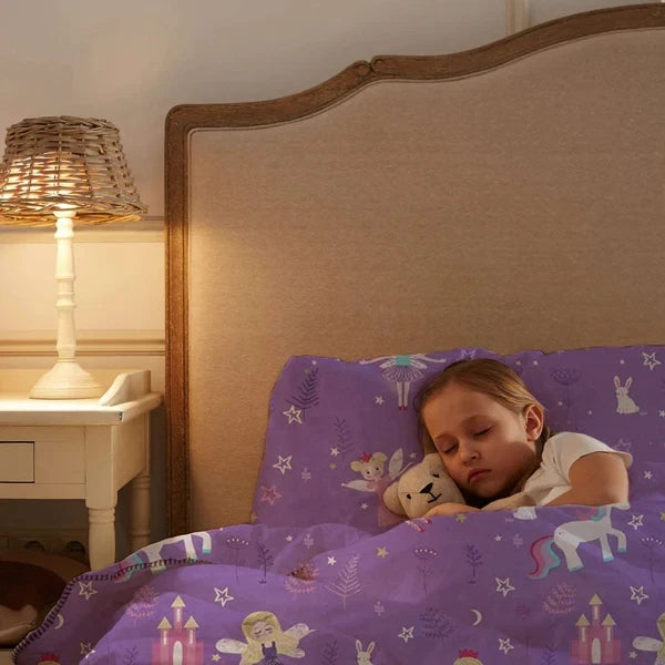 Cotton Bedding Set for Kids Duvet Cover with Fitted Sheet & Pillowcase