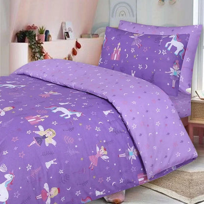 Cotton Bedding Set for Kids Duvet Cover with Fitted Sheet & Pillowcase