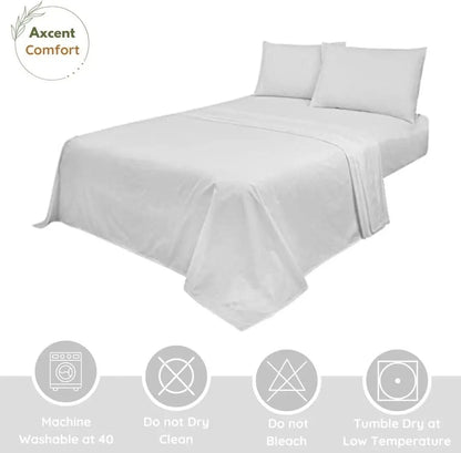 4 Piece Bedding Set Polycotton Fitted Sheets With Pillowcase & Flat Sheet Darnall Furniture