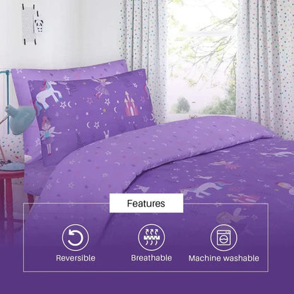 Cotton Bedding Set for Kids Duvet Cover with Fitted Sheet & Pillowcase